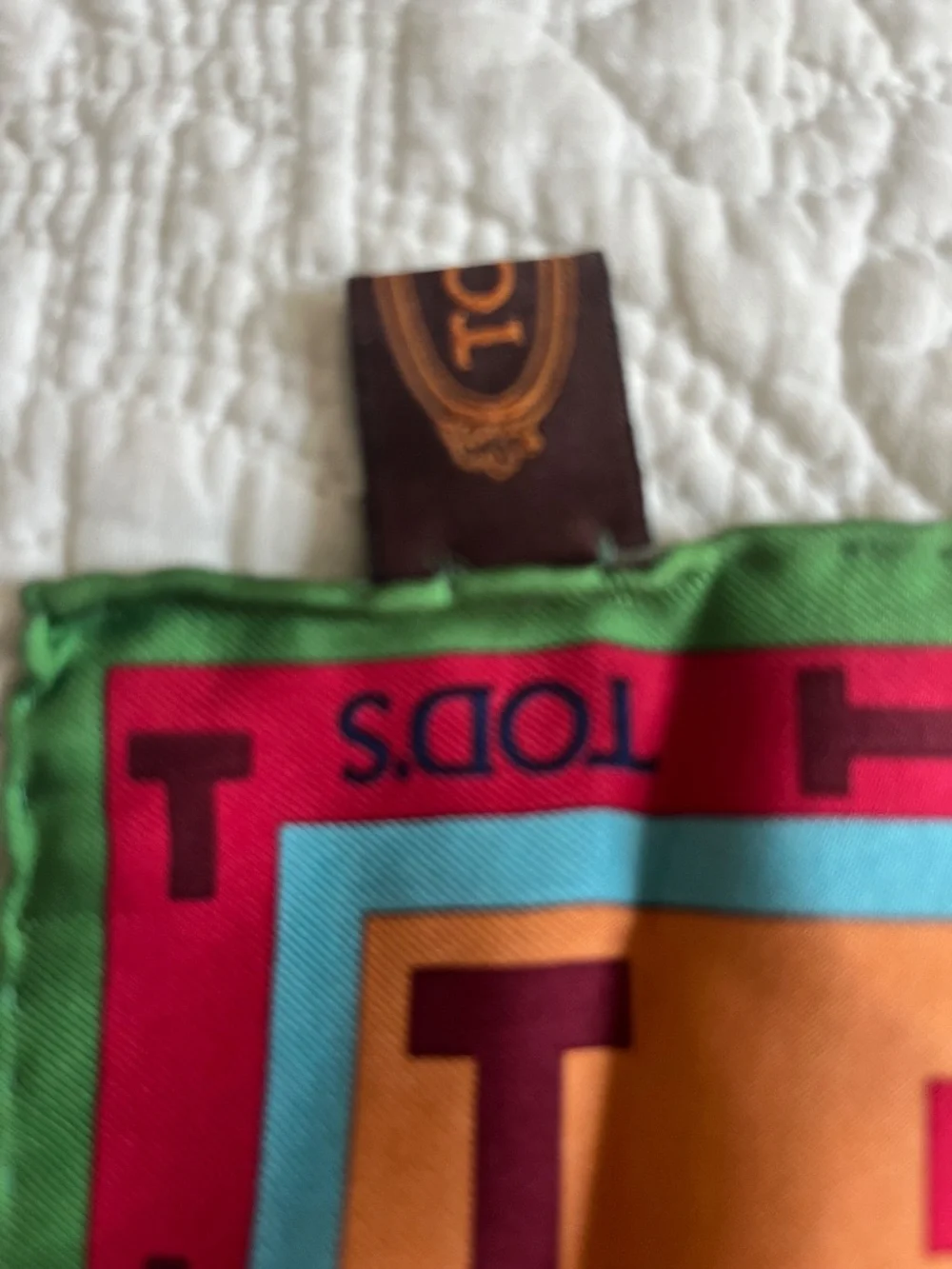Tod's Orange, Pink,  and Green Silk Scarf